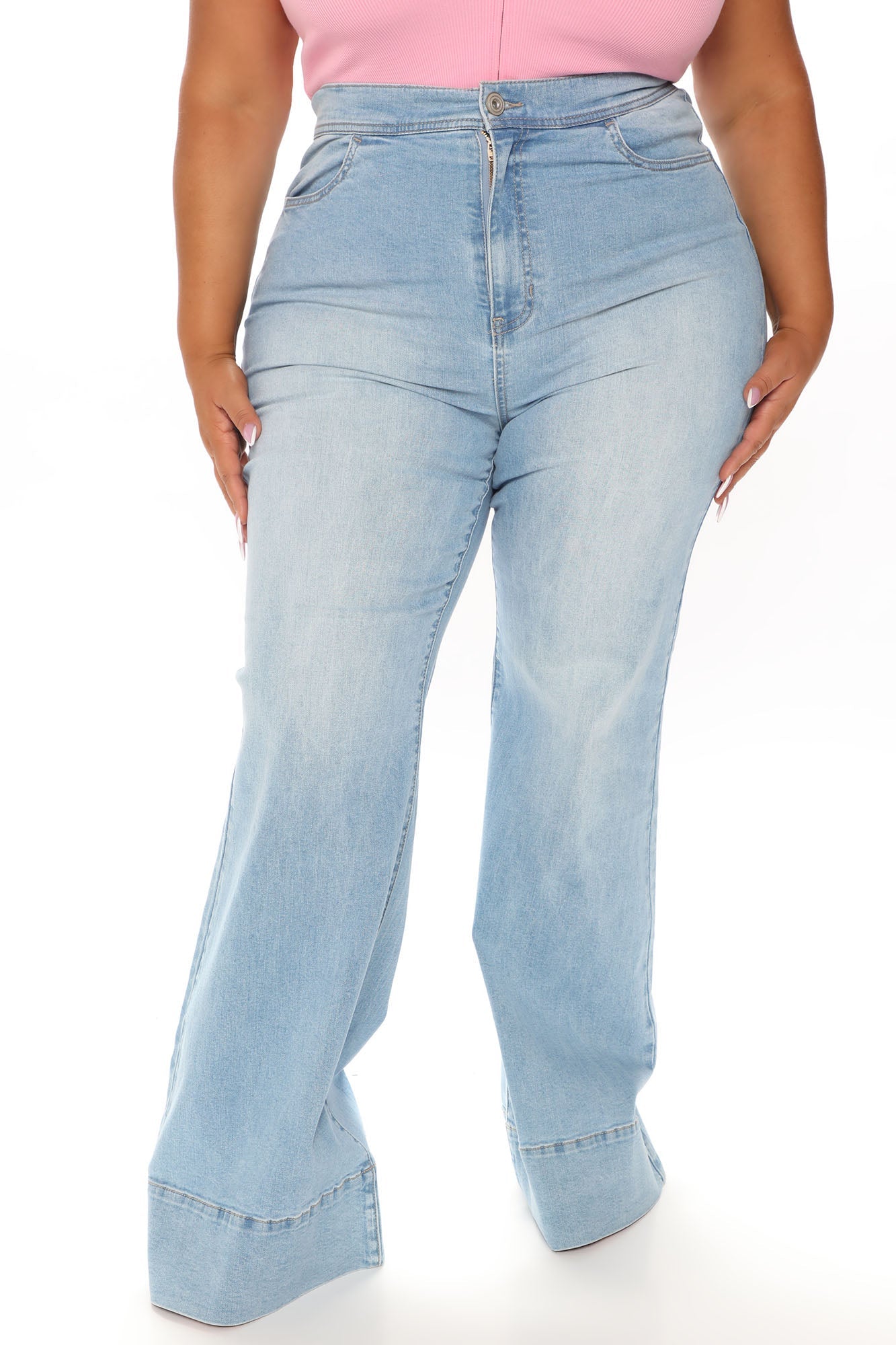 Fifth Avenue Stretch Wide Leg Trouser Jeans - Light Blue Wash Ins Street