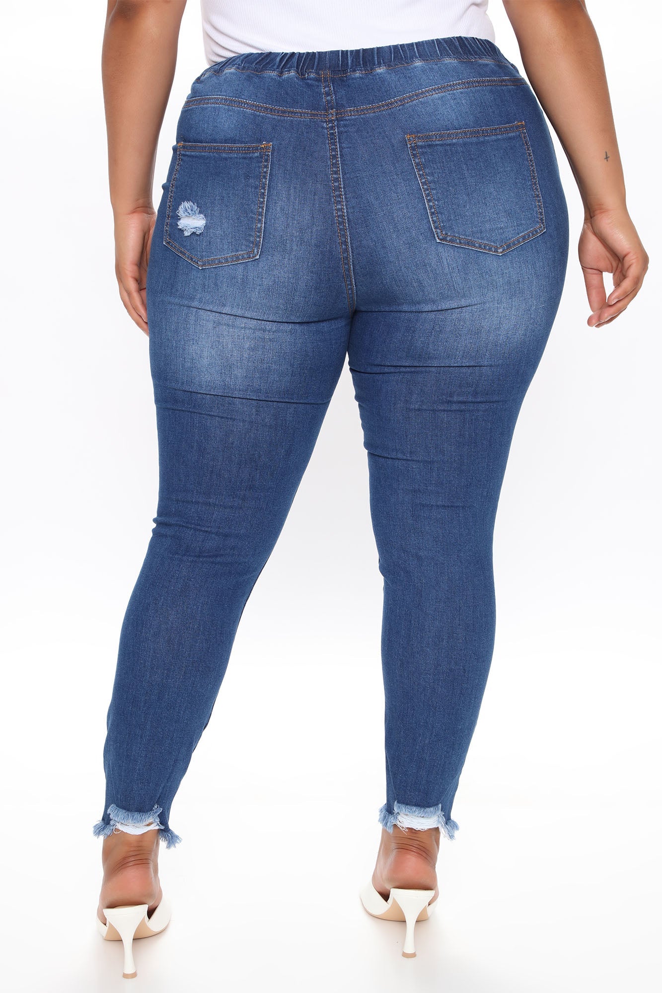 Talk That Talk Distressed Skinny Jeans - Medium Blue Wash Ins Street