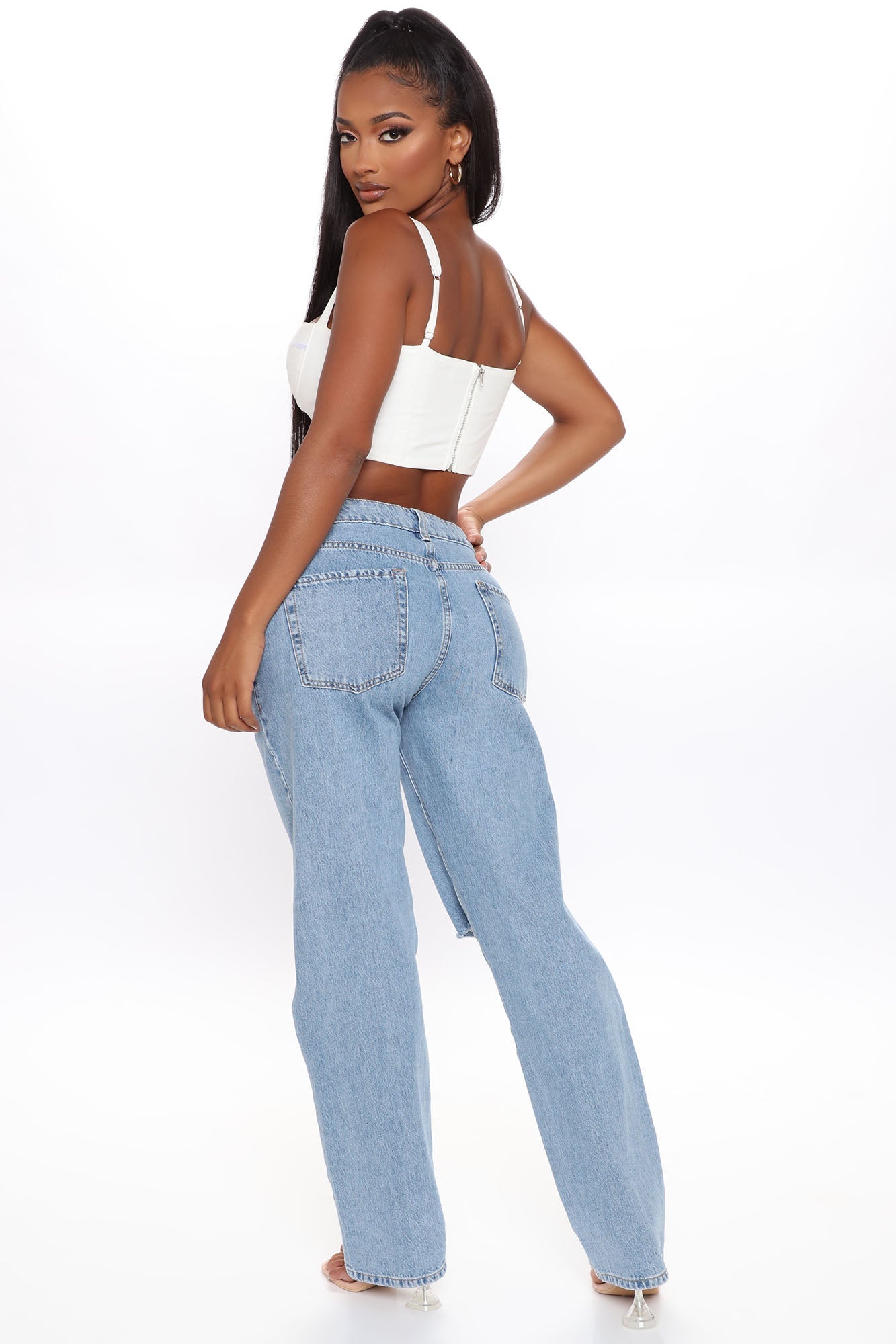Go All Cut Out Slouch Fit Jeans - Light Blue Wash Ins Street
