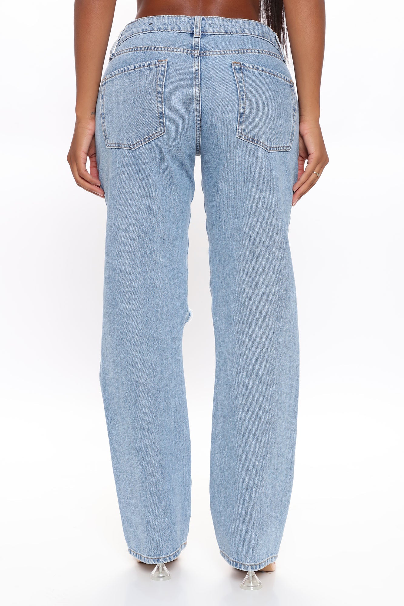 Go All Cut Out Slouch Fit Jeans - Light Blue Wash Ins Street