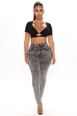 Dakota High Rise Stretch Skinny Jeans - Black Ins Street