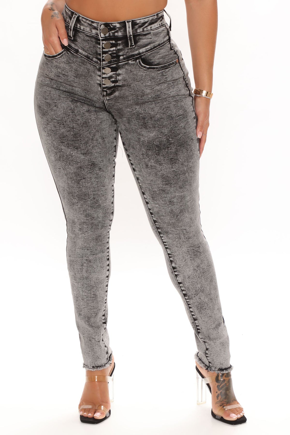 Dakota High Rise Stretch Skinny Jeans - Black Ins Street