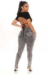 Dakota High Rise Stretch Skinny Jeans - Black Ins Street