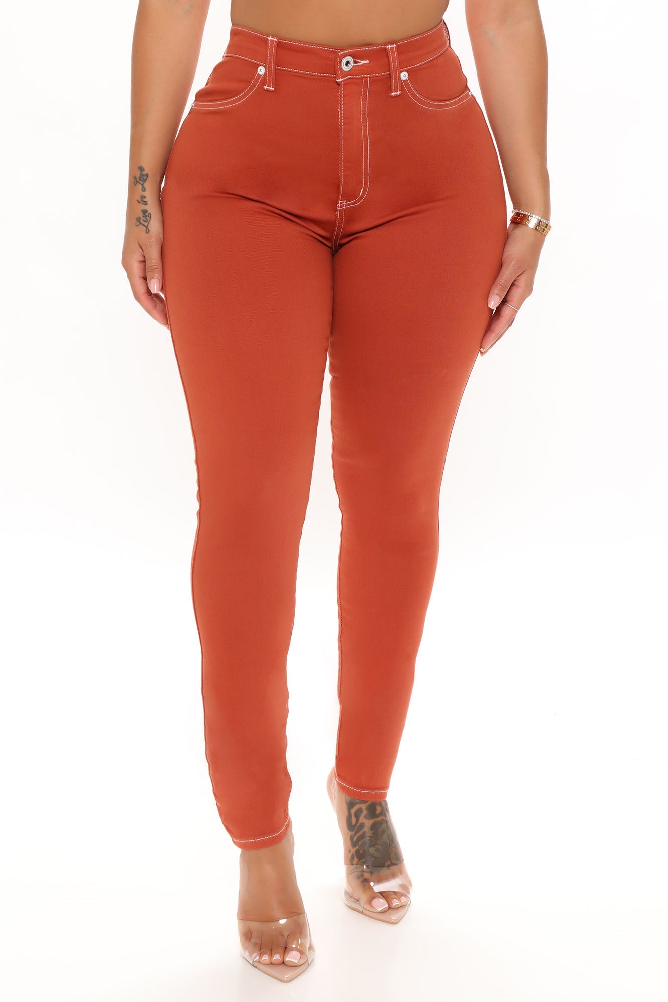 Lilah Stretch Skinny Jeans - Rust Ins Street