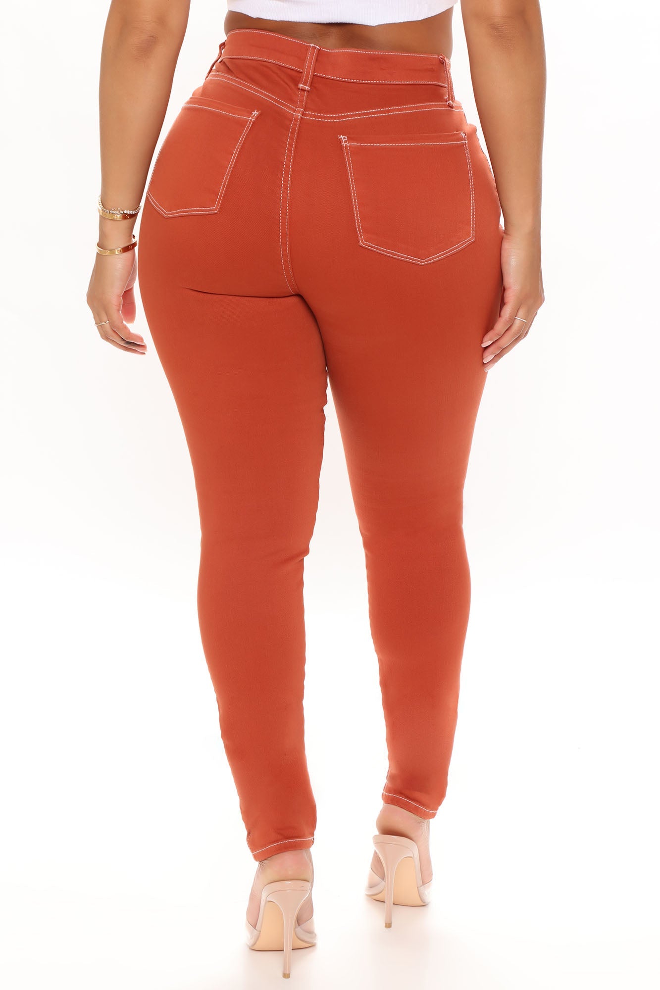 Lilah Stretch Skinny Jeans - Rust Ins Street