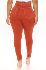Lilah Stretch Skinny Jeans - Rust Ins Street