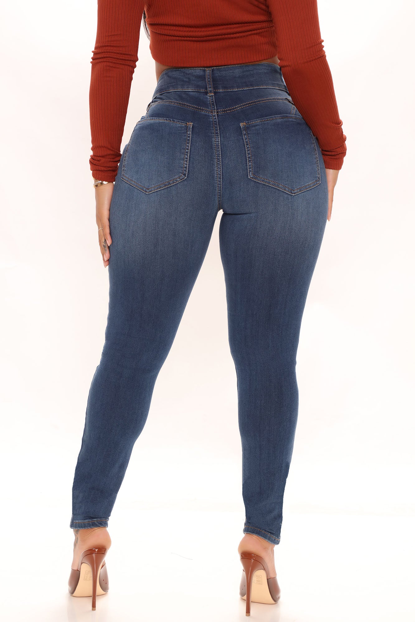 Boost My Ego Curvy Super Stretch Skinny Jeans - Dark Wash Ins Street