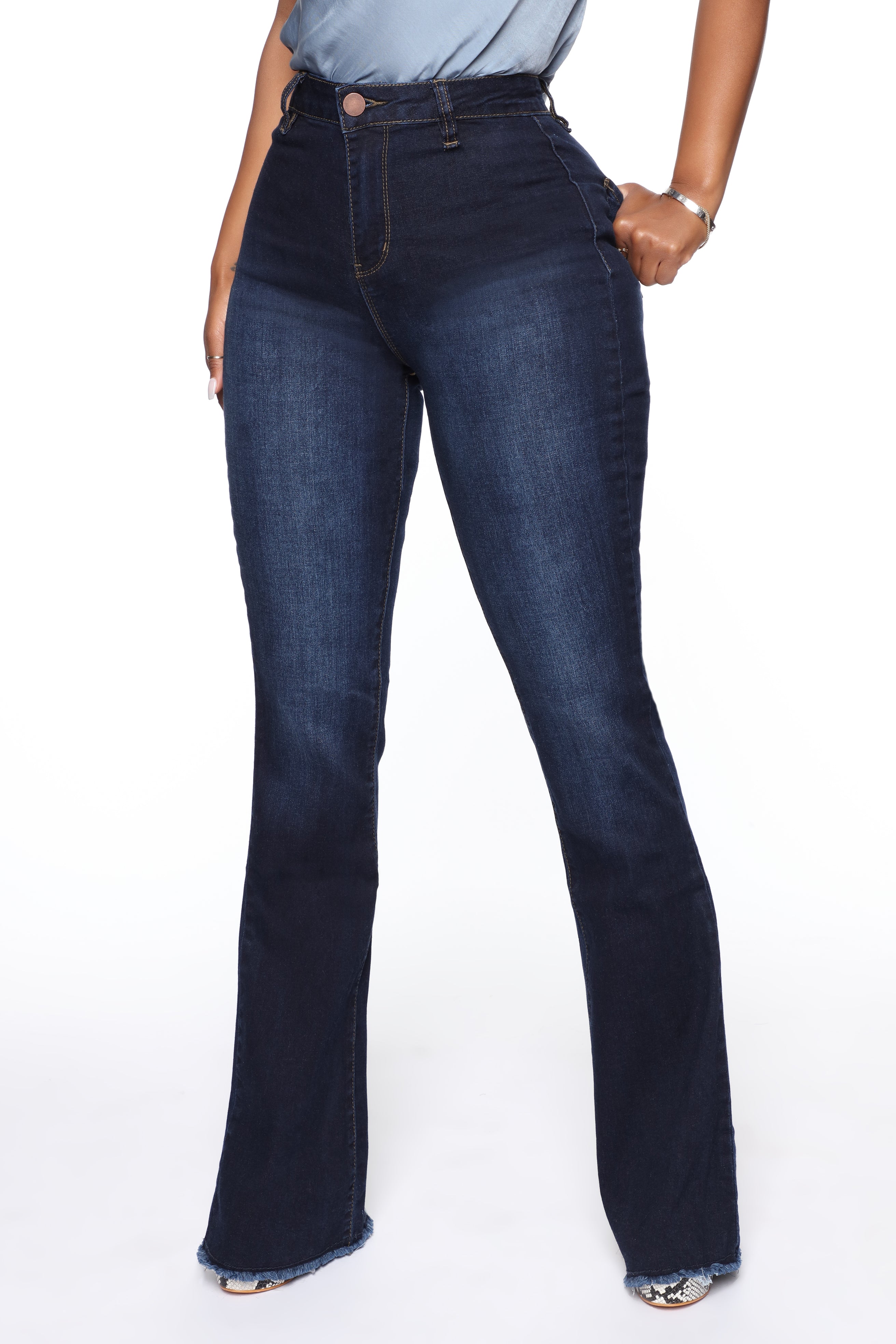 Valentina High Rise Flare Jeans - Medium Blue Wash
