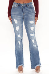 Get Like Me Distressed Flare Jeans - Dark Wash Ins Street