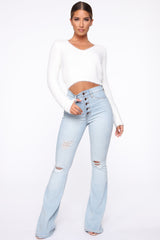 Not So Common Distressed Flare Jean- Light Wash Ins Street