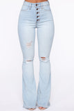 Not So Common Distressed Flare Jean- Light Wash Ins Street