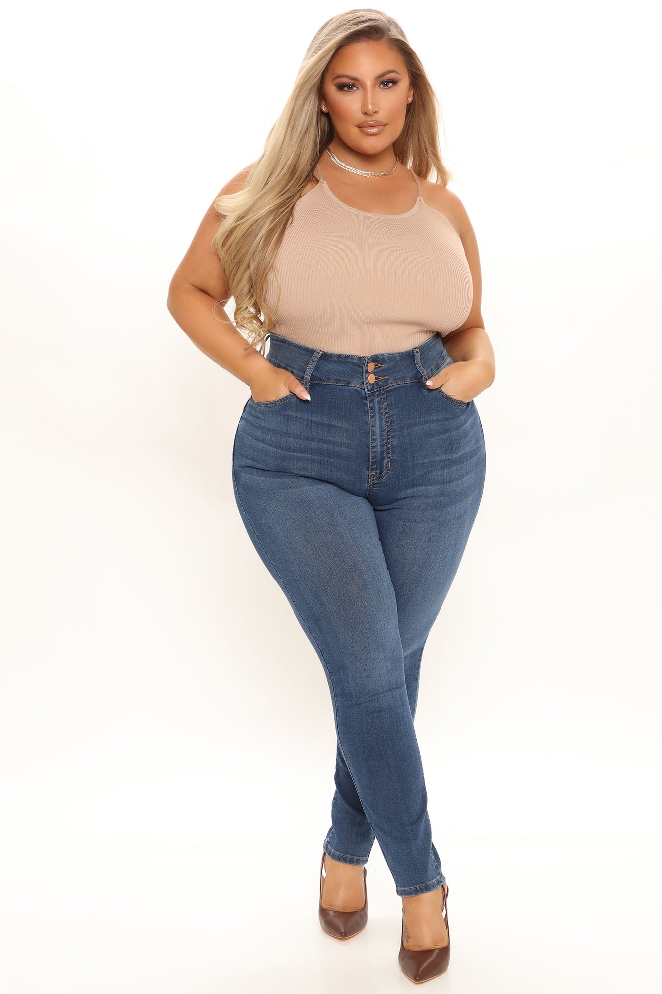 Boost My Ego Curvy Super Stretch Skinny Jeans - Dark Wash Ins Street
