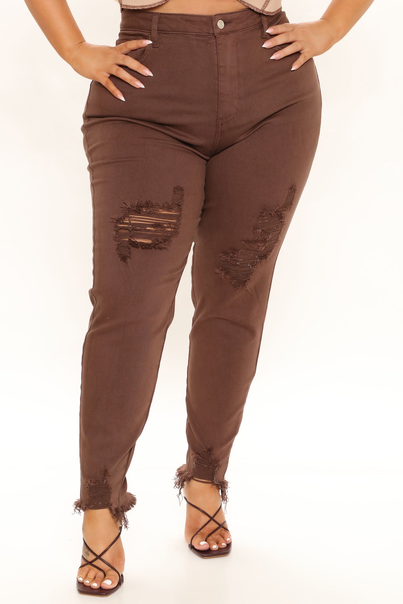 Feel That Vibe Ripped Skinny Jeans - Chocolate Ins Street