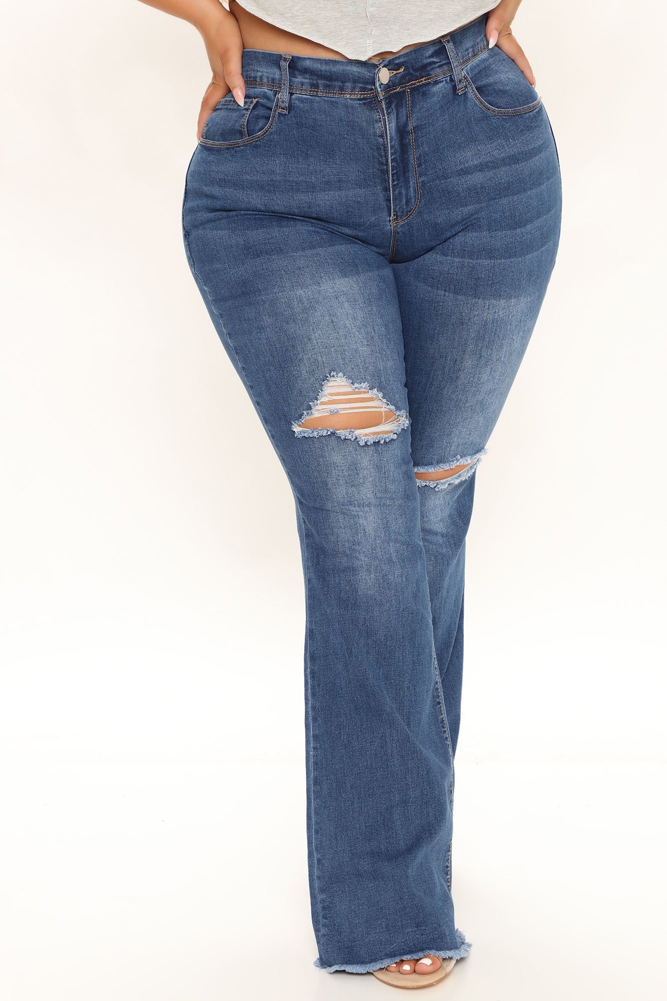 No Worries No Gap Proof Stretch Flare Jeans - Medium Blue Wash Ins Street