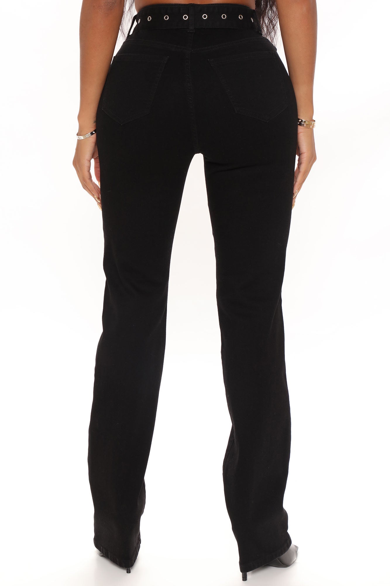 Cut Out Super Stretch Straight Leg Jeans - Black Ins Street