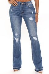 Road Tripper Ripped Stretch Flare Jeans - Dark Wash Ins Street