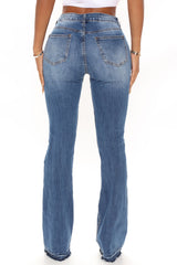 Road Tripper Ripped Stretch Flare Jeans - Dark Wash Ins Street