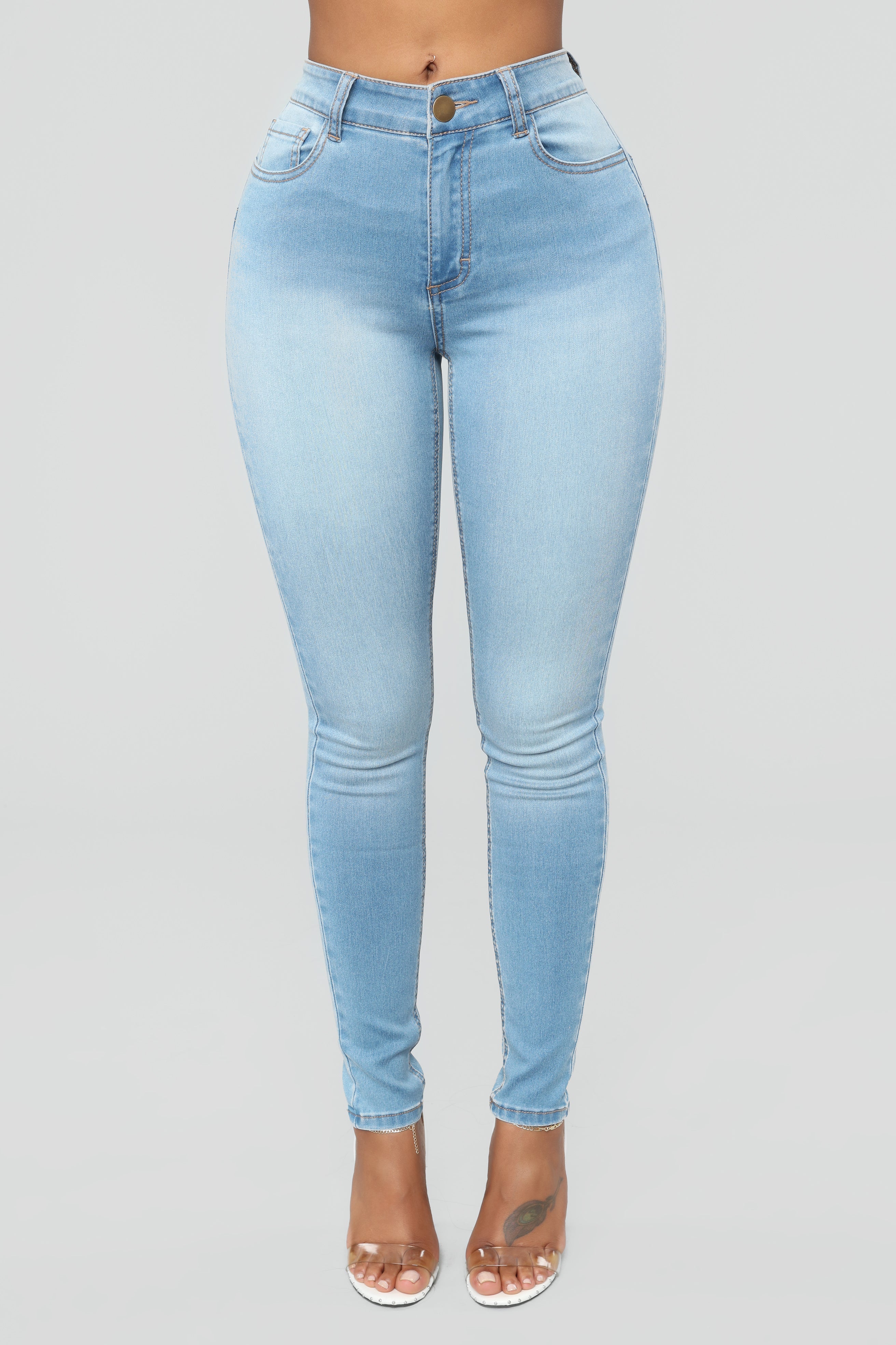 Alexa High Rise Skinny Jeans - Light Blue Wash Ins Street
