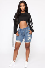 This Time Around Bermuda Shorts - Medium Blue Wash Ins Street