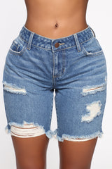 This Time Around Bermuda Shorts - Medium Blue Wash Ins Street