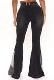 Fixed You Up Patchwork Flare Jeans - Black/combo Ins Street