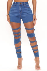Baddest In The Game Cut Out Skinny Jeans - Dark Wash Ins Street