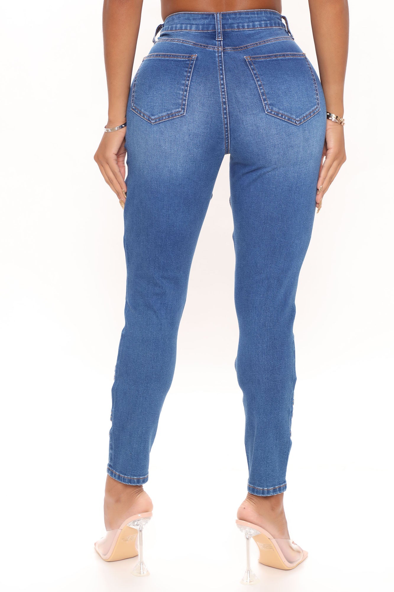 Baddest In The Game Cut Out Skinny Jeans - Dark Wash Ins Street