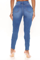 Baddest In The Game Cut Out Skinny Jeans - Dark Wash Ins Street