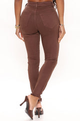 Feel That Vibe Ripped Skinny Jeans - Chocolate Ins Street