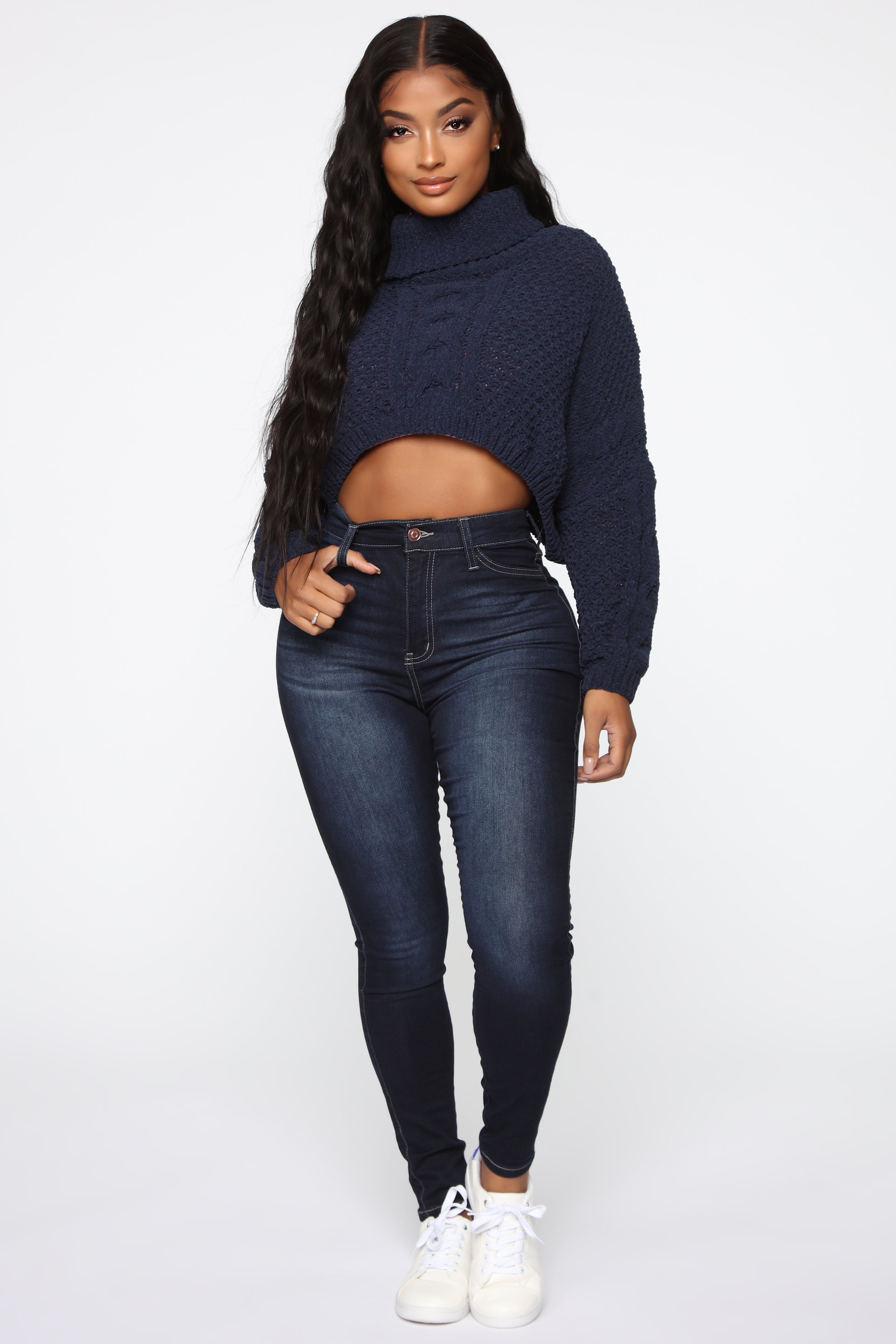 Swing My Way High Rise Skinny Jeans - Dark Denim Ins Street