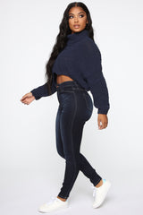 Swing My Way High Rise Skinny Jeans - Dark Denim Ins Street