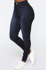 Swing My Way High Rise Skinny Jeans - Dark Denim Ins Street