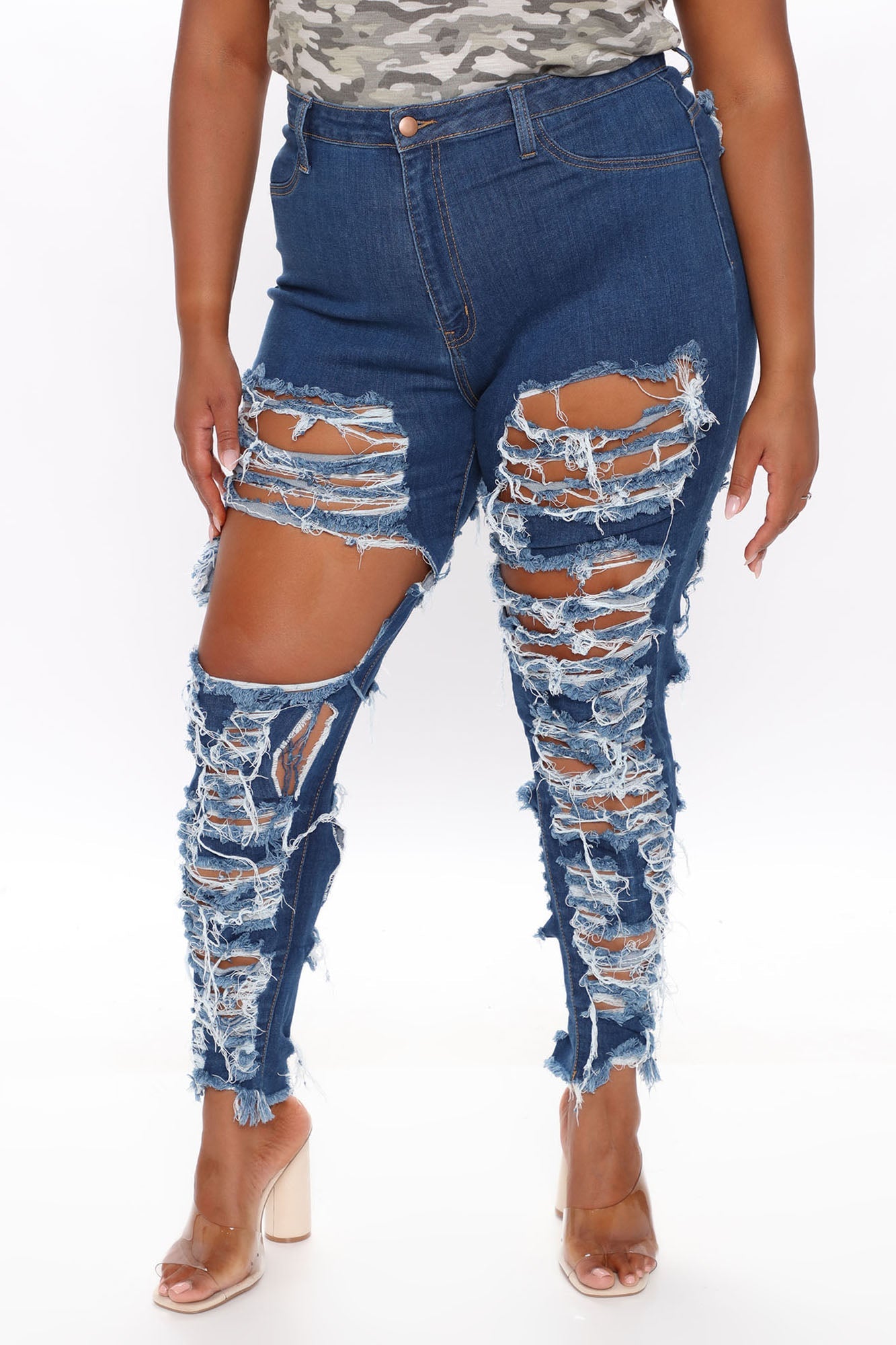 You're Cuttin' Up Distressed Skinny Jeans - Dark Blue Ins Street