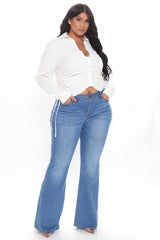 Peace And Music II Mid Rise Flare Jeans - Medium Blue Wash Ins Street