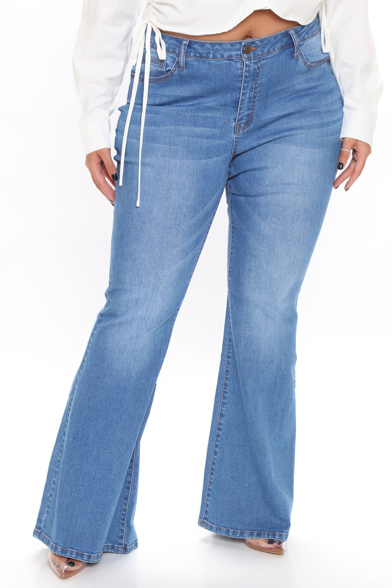 Peace And Music II Mid Rise Flare Jeans - Medium Blue Wash Ins Street