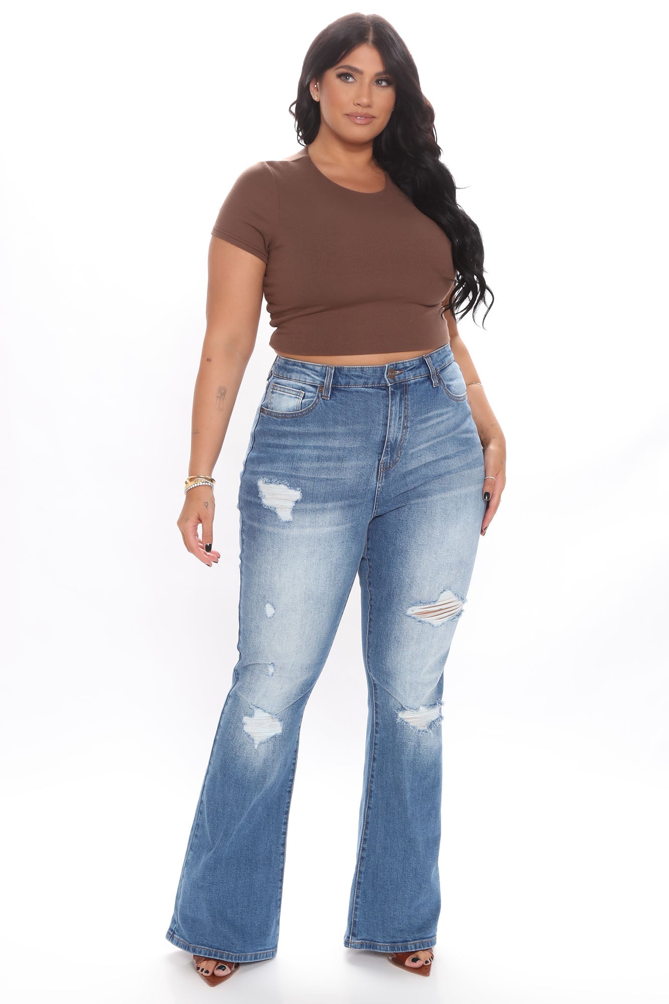 Not My First Rodeo Ripped Flare Jeans - Medium Blue Wash Ins Street