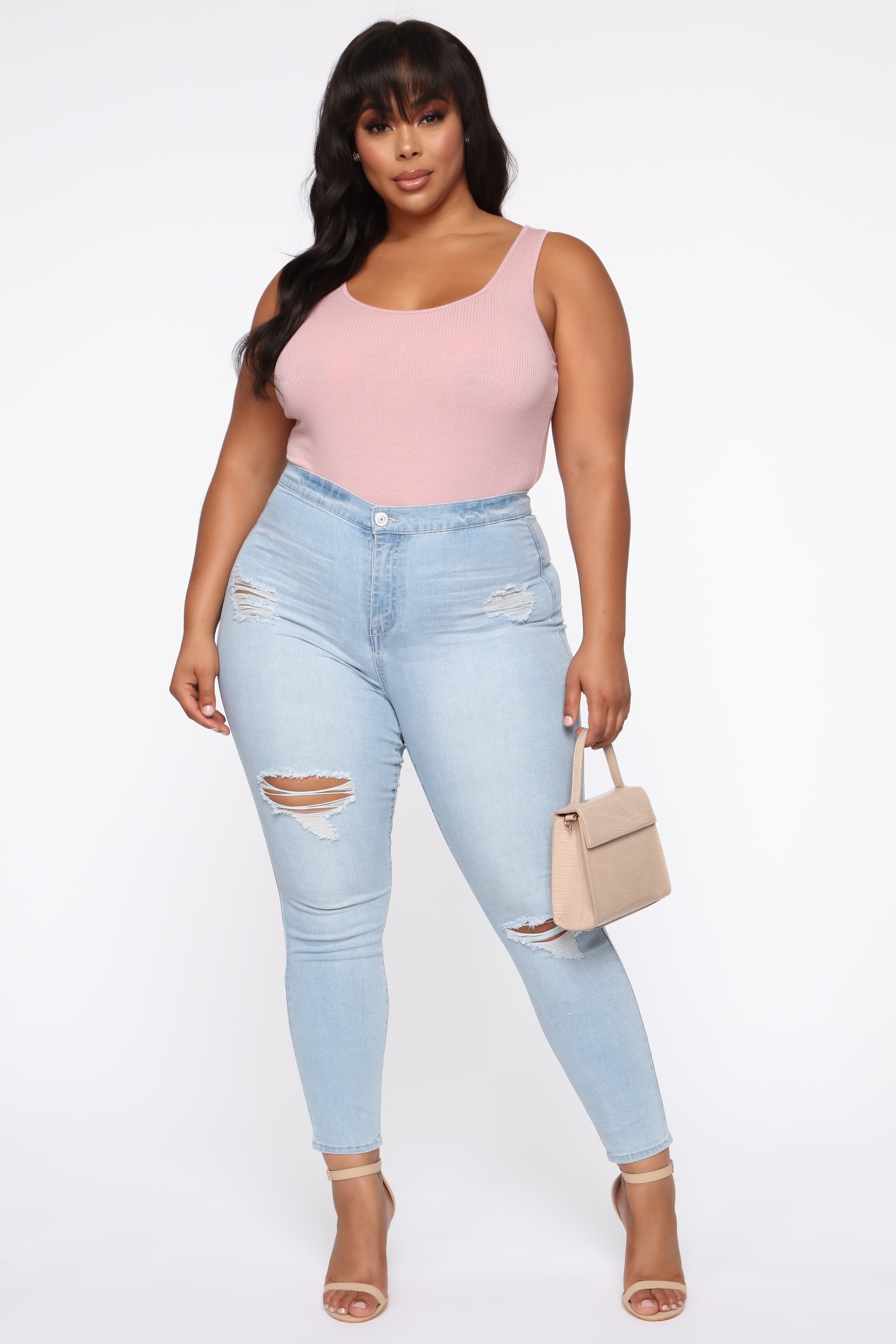 I'm Down High Rise Skinny Jeans - Light Blue Wash Ins Street