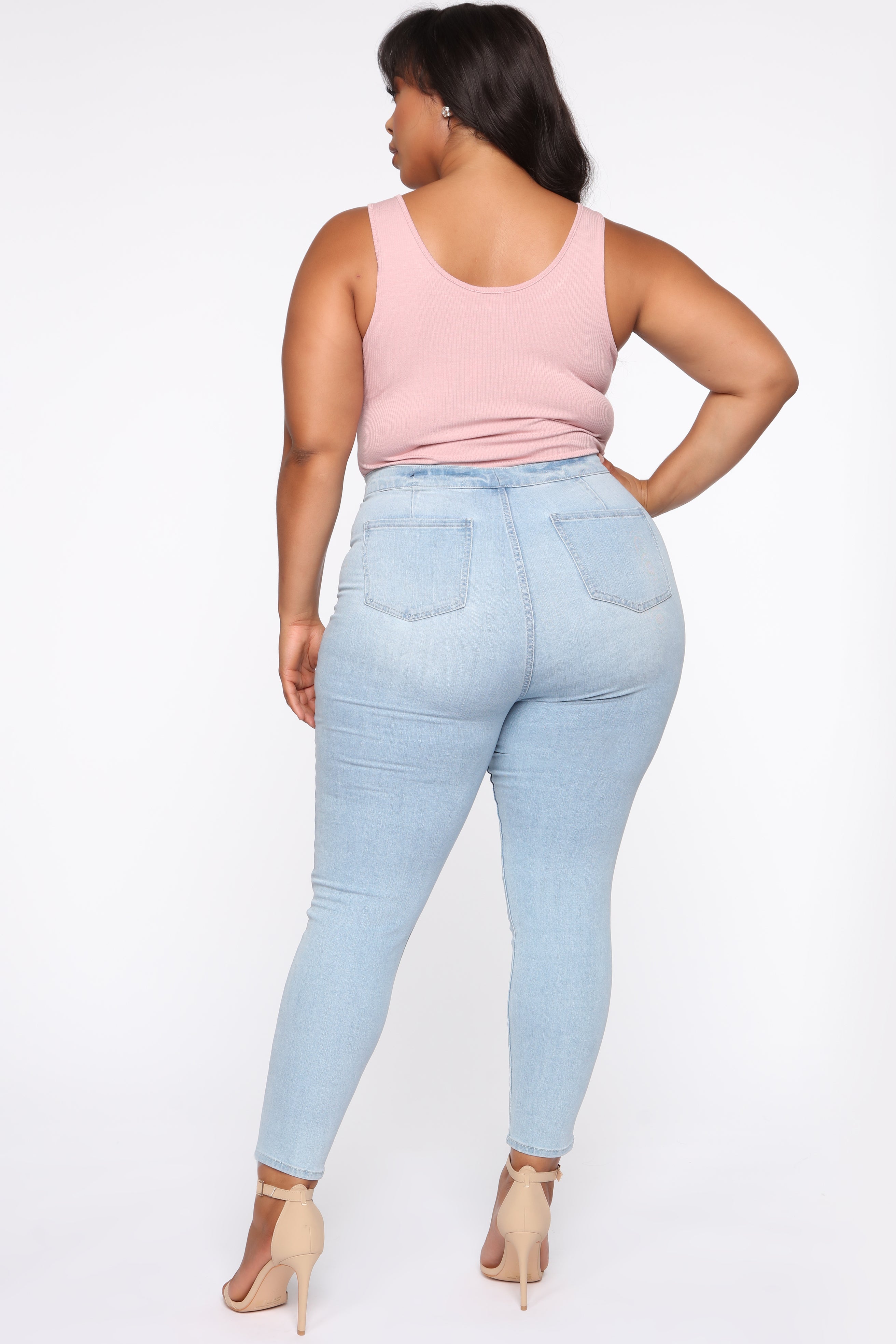 I'm Down High Rise Skinny Jeans - Light Blue Wash Ins Street