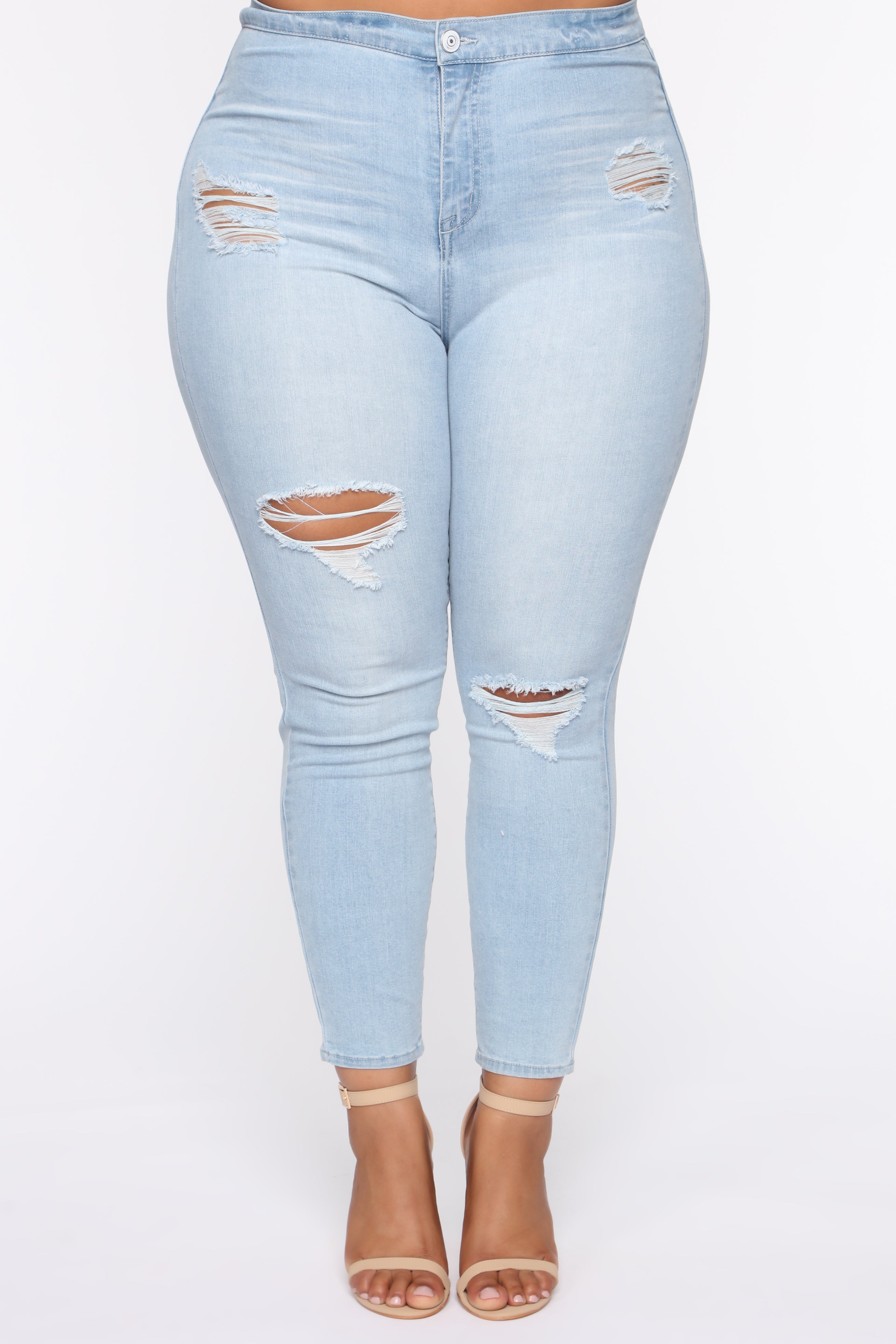 I'm Down High Rise Skinny Jeans - Light Blue Wash Ins Street