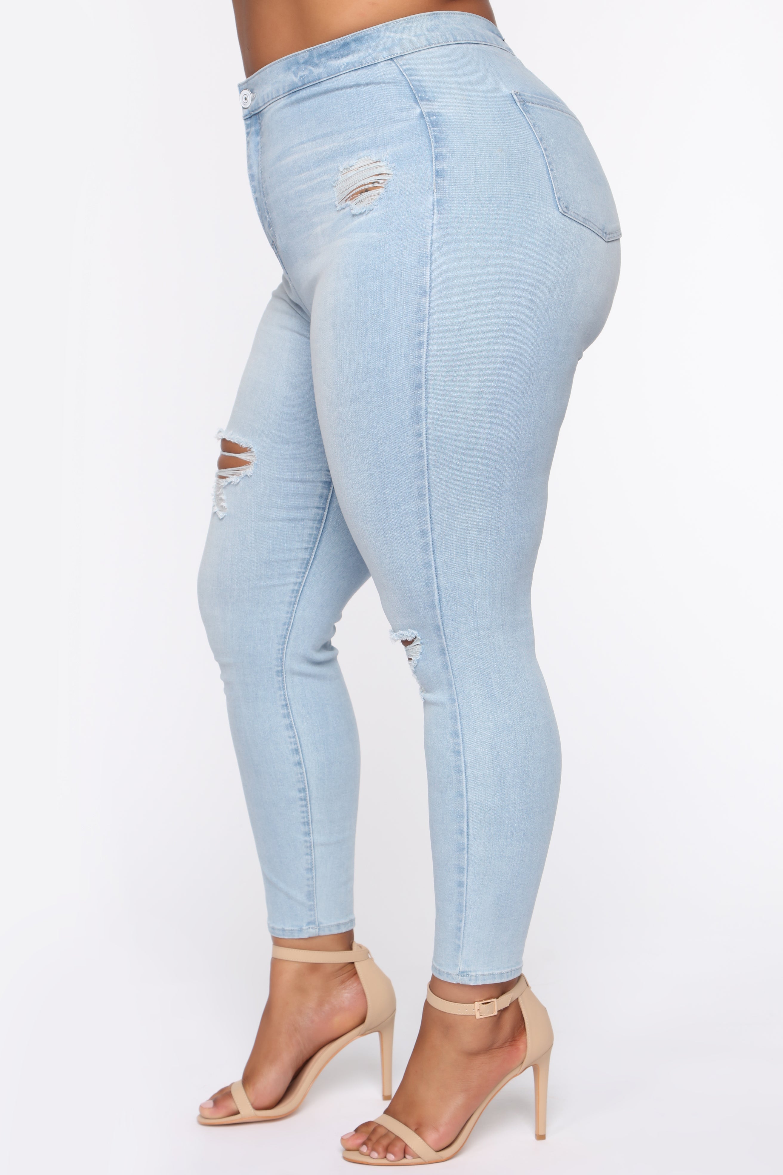 I'm Down High Rise Skinny Jeans - Light Blue Wash Ins Street