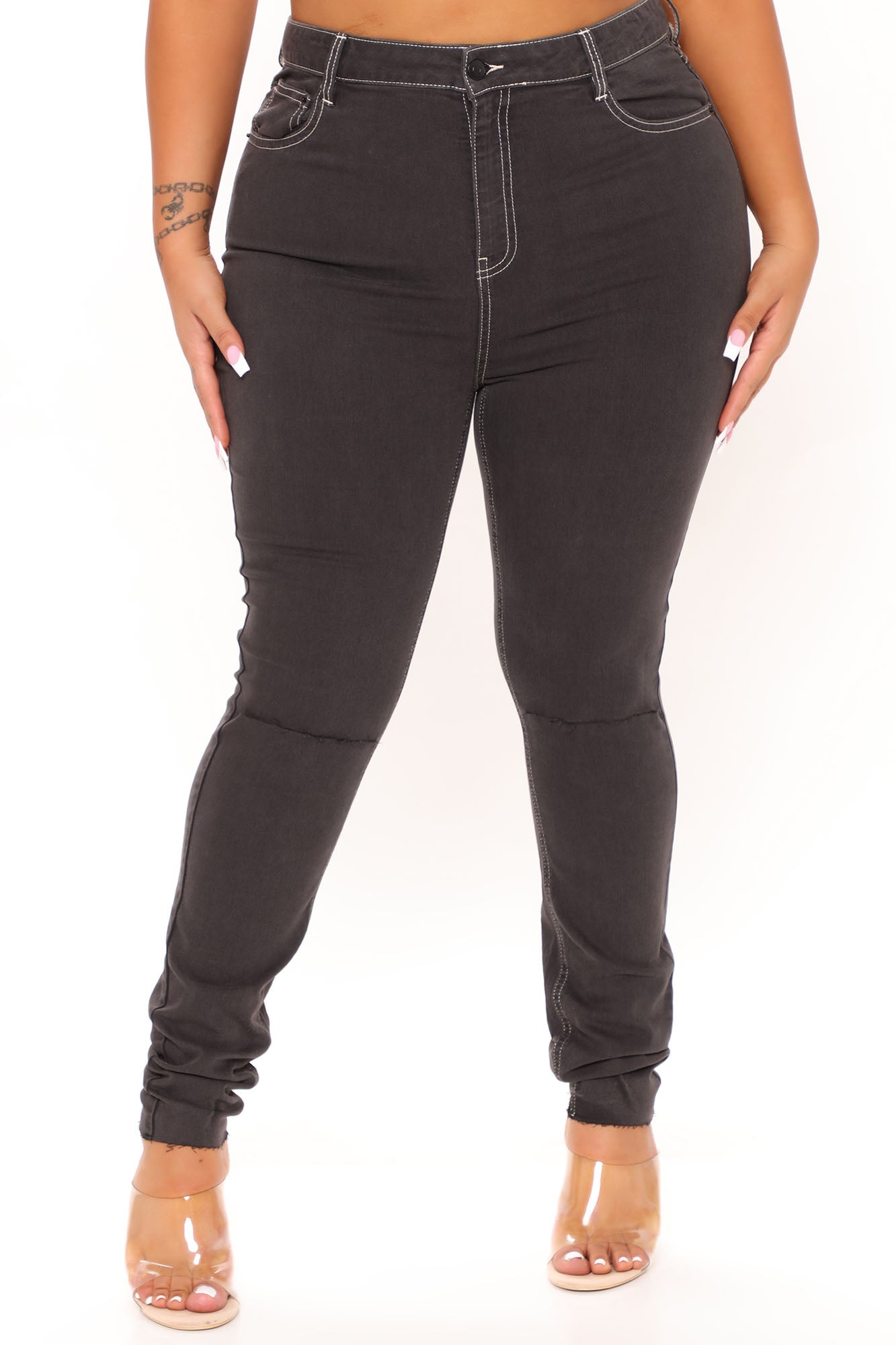 Bristol Contrast Stitch Skinny Jeans - Black Ins Street