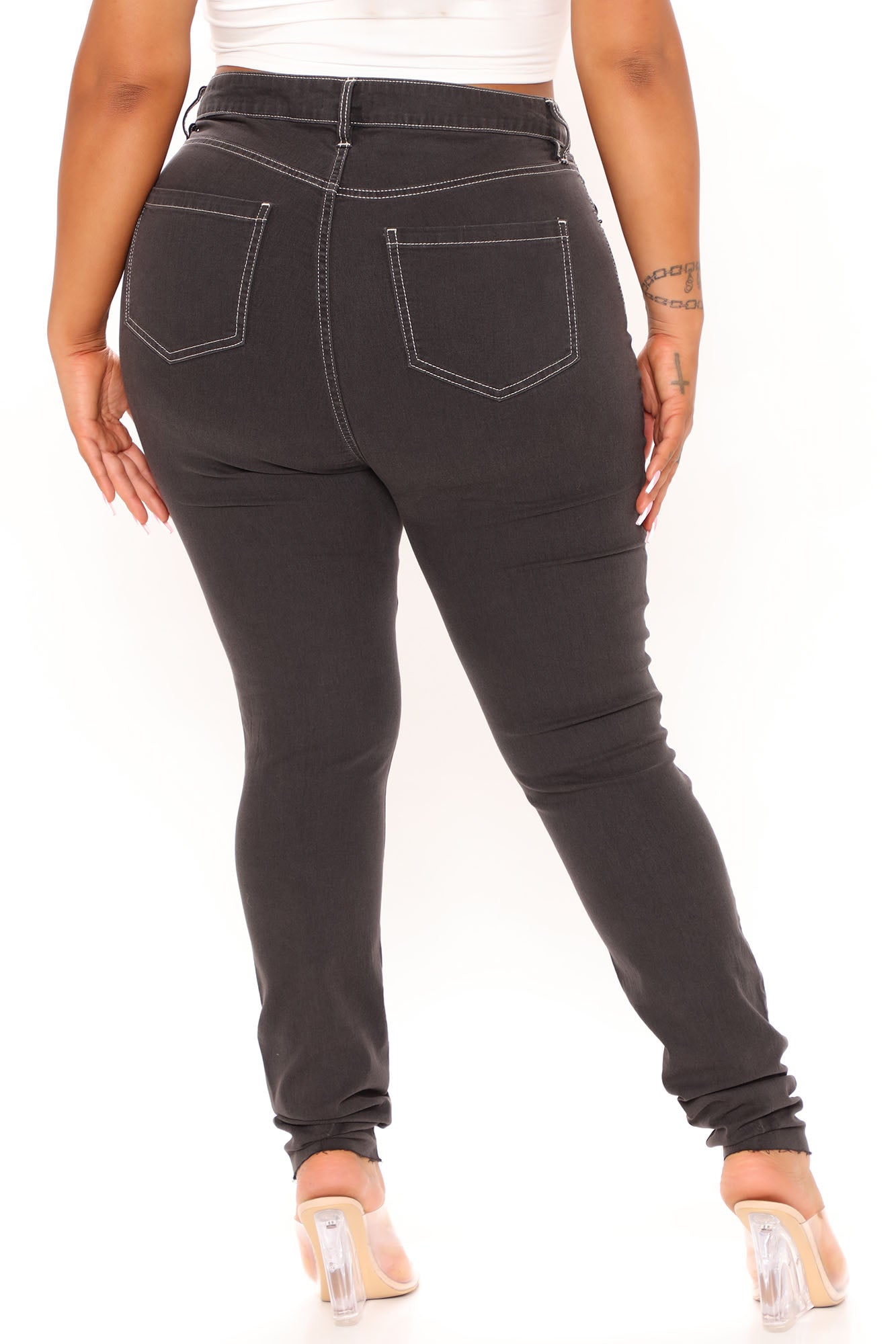 Bristol Contrast Stitch Skinny Jeans - Black Ins Street