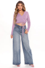 Big Playa High Rise Wide Leg Jeans - Medium Blue Wash Ins Street