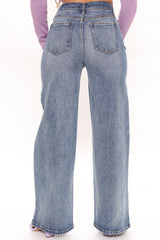 Big Playa High Rise Wide Leg Jeans - Medium Blue Wash Ins Street
