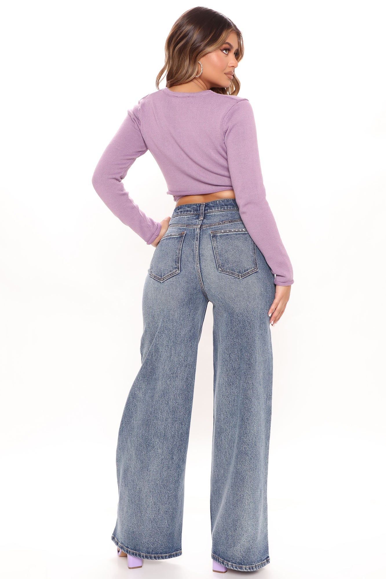 Big Playa High Rise Wide Leg Jeans - Medium Blue Wash Ins Street