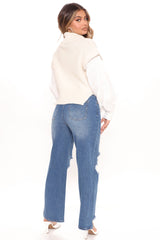 Fliptrick Non Stretch Ripped Skater Jeans - Medium Blue Wash Ins Street