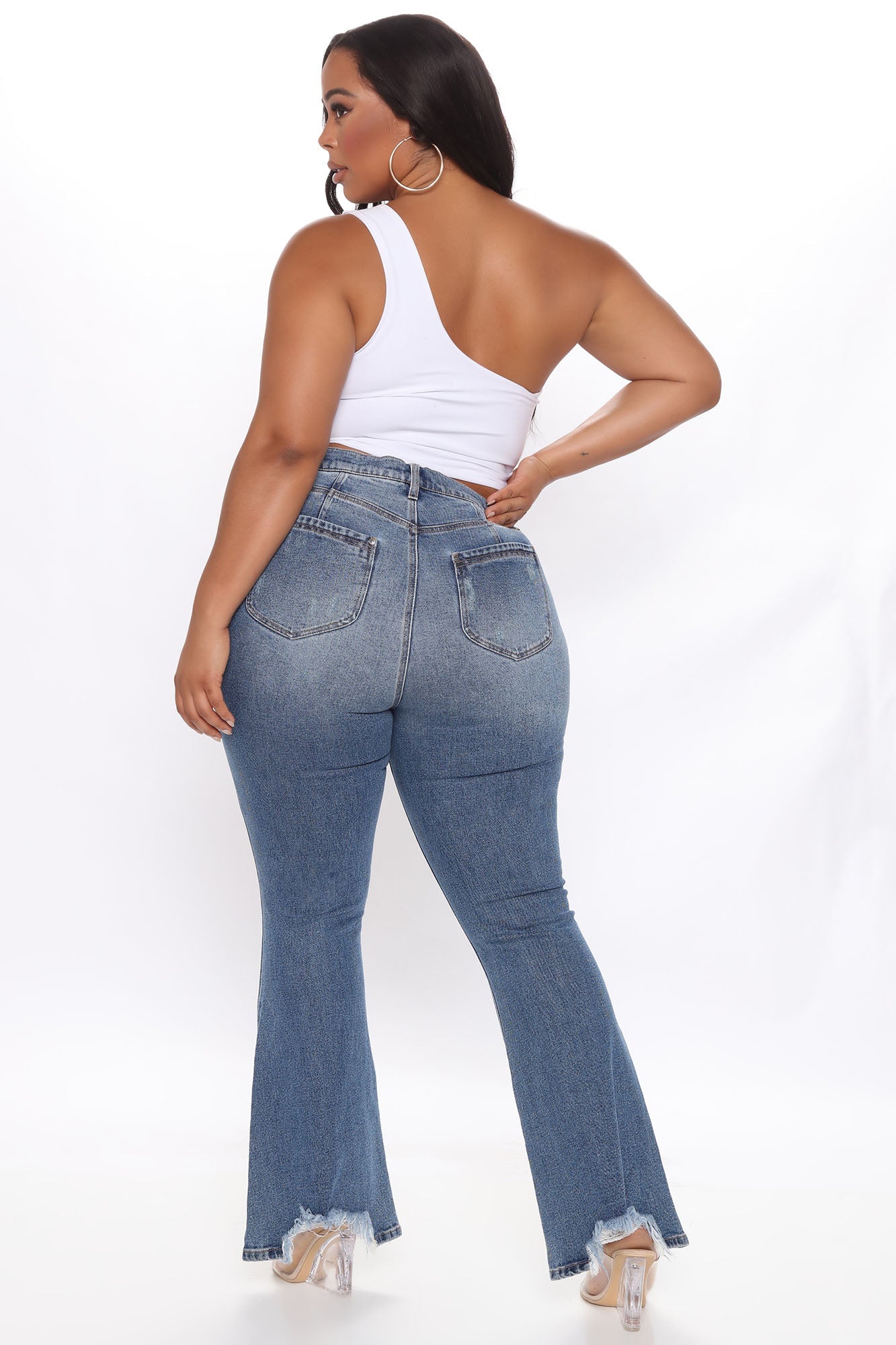 Get Like Me Distressed Flare Jeans - Dark Wash Ins Street