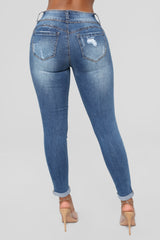 Turnin' Heads Low Rise Jeans - Medium Blue Wash Ins Street