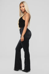 Beatriz Snap Flare Jeans - Black Ins Street