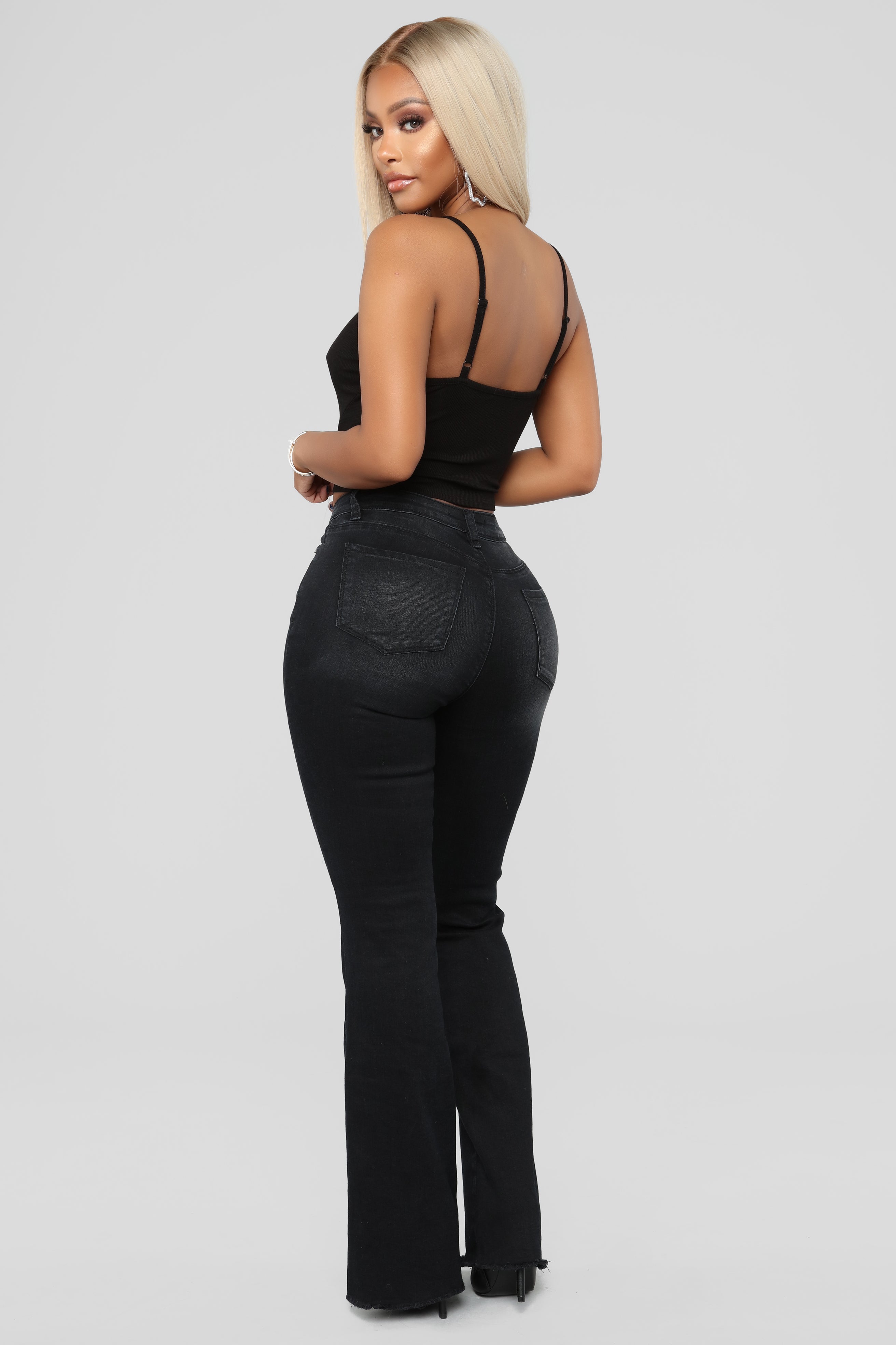 Beatriz Snap Flare Jeans - Black Ins Street